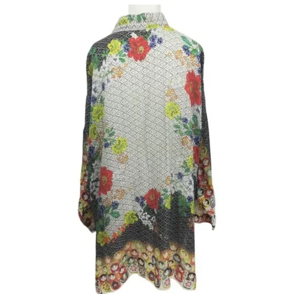 Johnny Was Russian nesting dolls silk tunic blouse XL - Picture 3 of 5